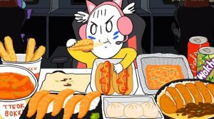 엄마 몰래 PC방 전 메뉴 털기!  애니먹방 / Internet Cafe FOOD Mukbang Animation ASMR /foomuk/푸먹