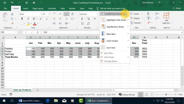 Microsoft Excel 2019: Conditional Formatting смотреть онлайн