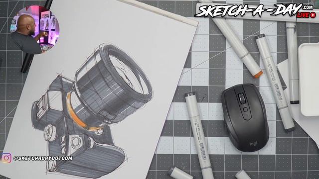 Industrial Design - How to draw an SLR plus microphone and a bit on auxiliary vanishing points смотреть онлайн