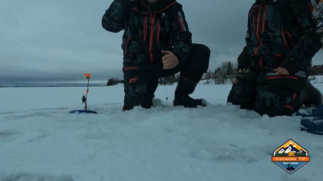 Зимняя рыбалка в деревне. Волшебное озеро. Щука и окунь атакуют !! смотреть онлайн