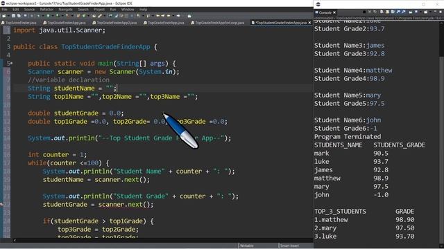 Java Tutorial #17?TOP STUDENT GRADE FINDER PROGRAM | FOR LOOPS | Tagalog | English | Filipino | 202 смотреть онлайн