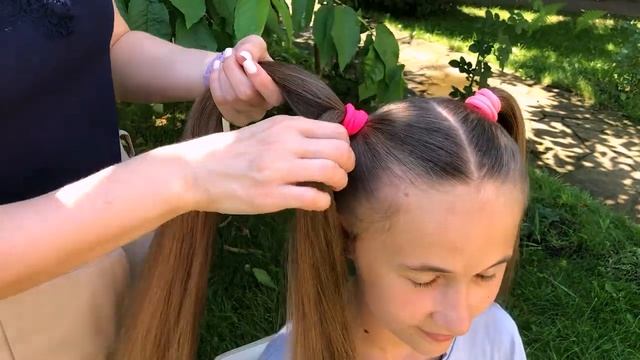 Рожки из волос на пляж. Быстрая прическа два пучка без шпилек
