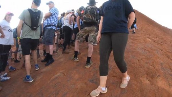 Arguing with people climbing Uluru Ayers Rock Australia