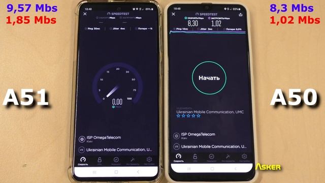 Samsung Galaxy А51 Vs A50. Wi-fi, 4G Data, сила сигнала, акселерометр. Asker