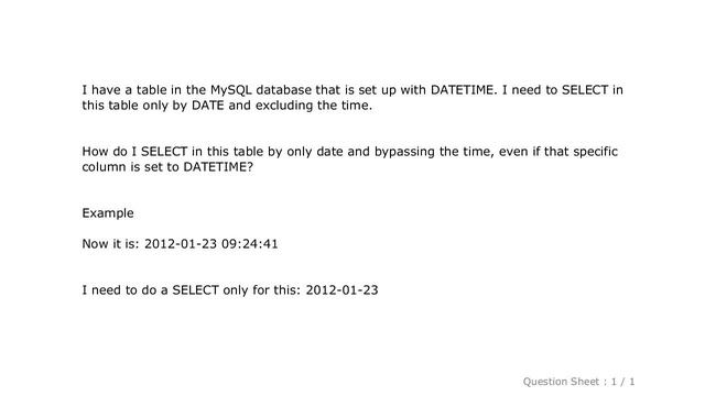 MySQL : How to select only date from a DATETIME field in MySQL? смотреть онлайн