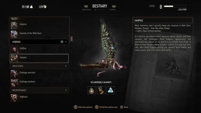 BESTIARY: Harpies (Witcher 3 In-Game Lore Read Aloud) смотреть онлайн