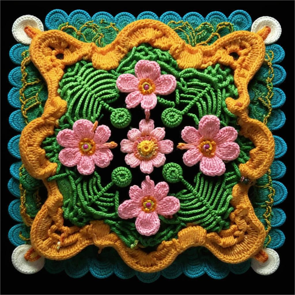 ВЯЗАНИЕ. Квадратные мотивы с цветами и листьями от нейросети. ПОДБОРКА №8. смотреть онлайн