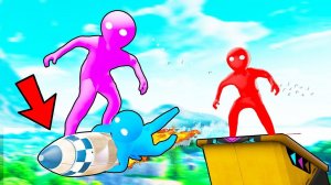 МЫ УЛЕТЕЛИ! ОН НЕ УСПЕЛ СХВАТИТЬ НАС! САМАЯ ЛУЧШАЯ НЫЧКА! ПЛАСТИЛИНОВЫЕ ПРЯТКИ В HUMAN FALL FLAT