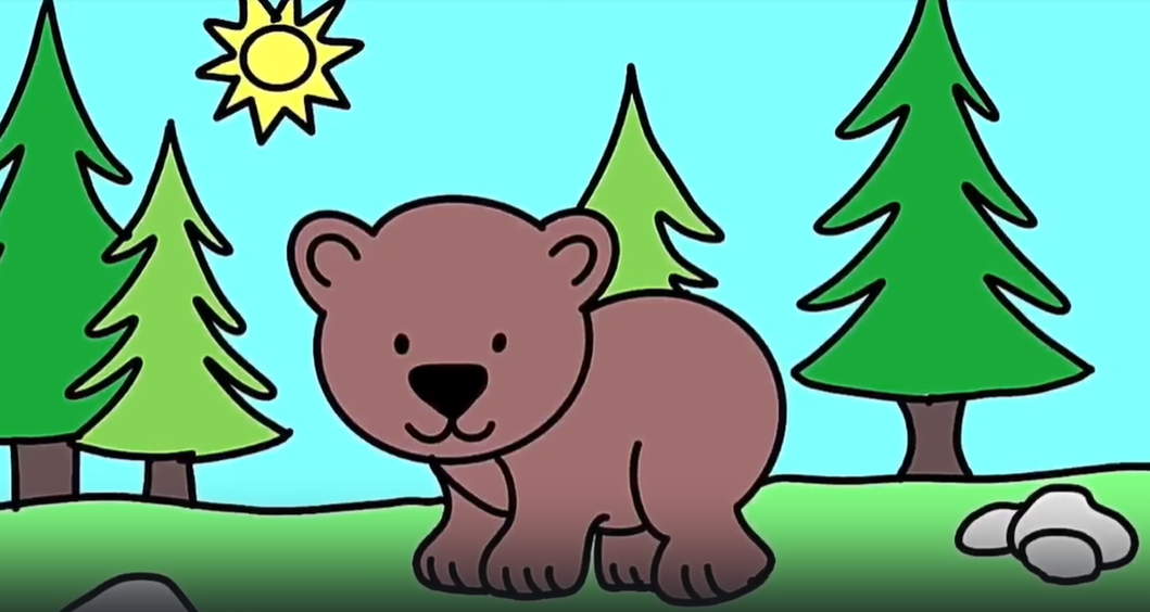 Рисуем Мишутку в лесу. Рисунки для детей