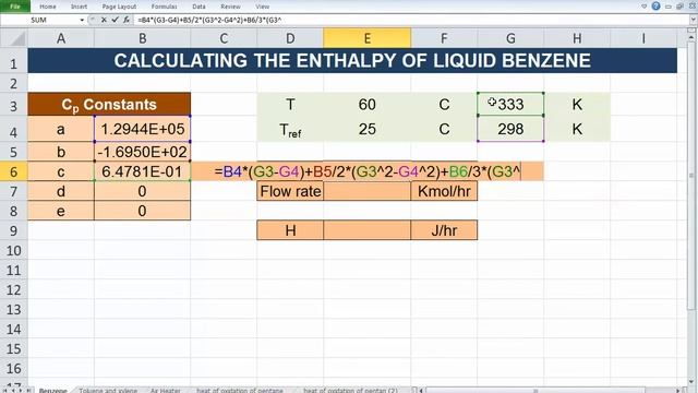 Excel for Chemical Engineers I 18 I Energy balance (2/5) [Calculating Enthalpy of ideal mixtures] смотреть онлайн
