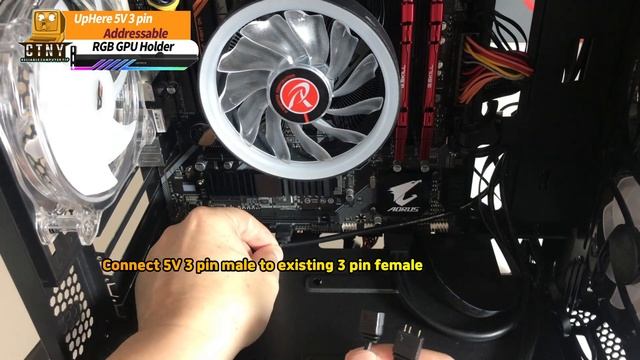 $15 upHere 5V 3-pin Addressable RGB GPU Holder Unboxing and Installation смотреть онлайн