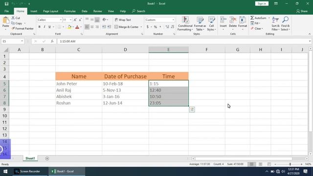 Apply the HH:MM AM/PM time format shortcut key in MS Excel смотреть онлайн
