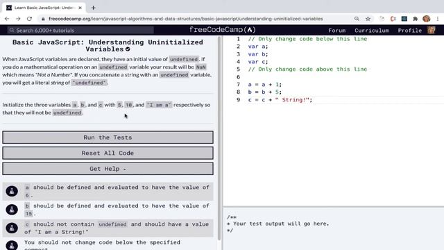 Understanding Uninitialized Variables - freeCodeCamp - Basic JS - Ep 6/111 смотреть онлайн