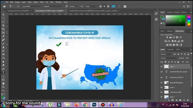 Coronavirus animated banner with Photoshop cc 2020 , Ps Tutorials смотреть онлайн