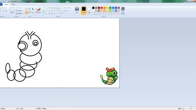 MS paint drawing attempt 1 Pokémon Caterpie смотреть онлайн