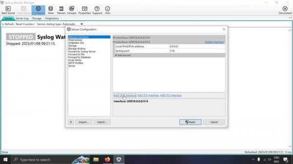 Simple Syslog server setup in Windows using Syslog Watcher