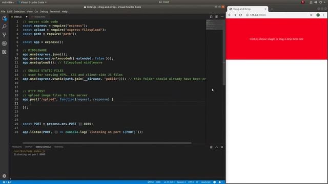 Server-side Drag-and-Drop File Uploading Using AJAX and Node.js (Express v.4.x) смотреть онлайн