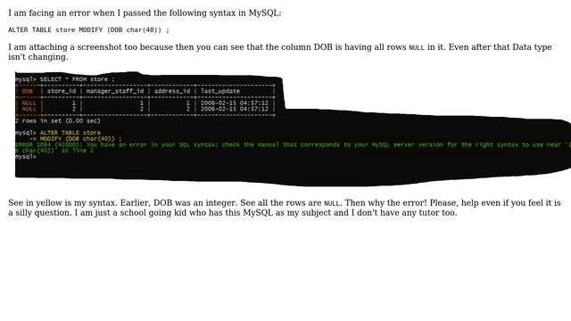 Databases: Why am I getting an error if I am trying to modify data type? смотреть онлайн
