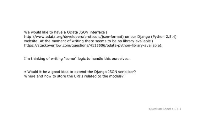Django : Implementing OData JSON interface on Django (Python) смотреть онлайн
