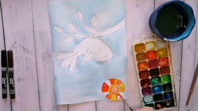 Мастер-класс "Рисуем акварелью и фломастерами птичку-веснянку" смотреть онлайн