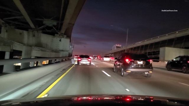 Night Driving - Norwalk, California to Downtown Los Angeles on Freeway - 4K смотреть онлайн