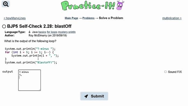 Java Practice It || 2.28 blastOff || for loop смотреть онлайн