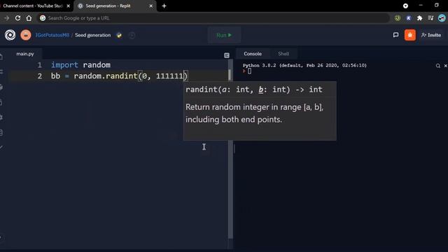 Making a seed generation Repl. смотреть онлайн