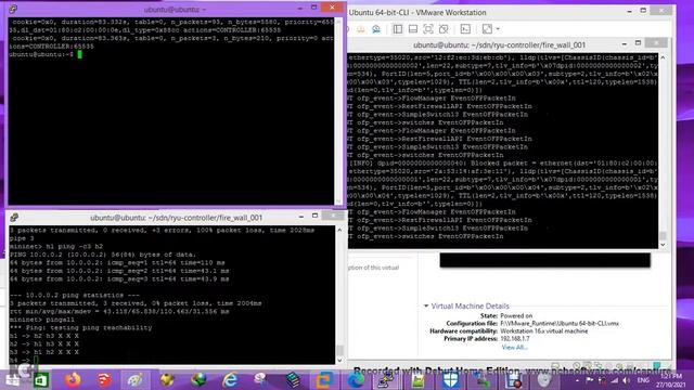 SDN RYU MININET custom FIREWALL , custom SIMPLE SIWTICH in single TOPOLOGY شرح عربي смотреть онлайн