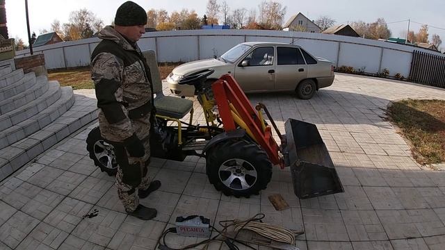 Первые испытания "Помогатор" минитрактор своими руками. смотреть онлайн