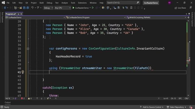 Reading And Writing To Csv File In C#
