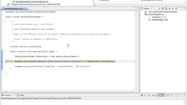What is the default value of an object reference declared as an instance variable Java Interview Qu смотреть онлайн