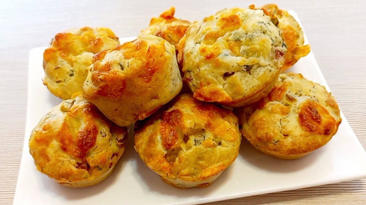 Маффины с ветчиной и сыром! Вкусная Закуска на Праздничный стол или заменитель хлеба смотреть онлайн