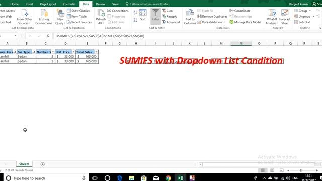 How to Use SUMIFS Function in excel with Drop-down List Condition|HINDI|#BeExcelExpert #sumifs смотреть онлайн