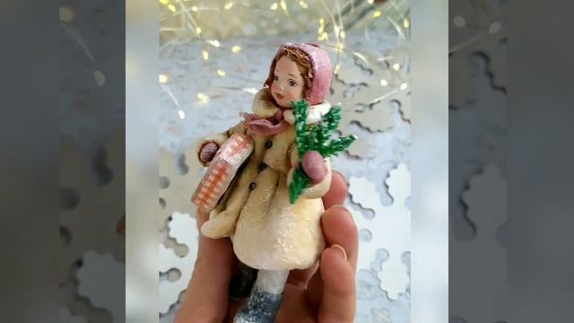 Коллекционные авторские елочные игрушки из ваты. Детки . Зима. смотреть онлайн