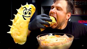 АСМР / МУКБАНГ БОЛЬШОЙ ВАРЕНИК И СТЕЙК С ГРИБАМИ СЫРОМ