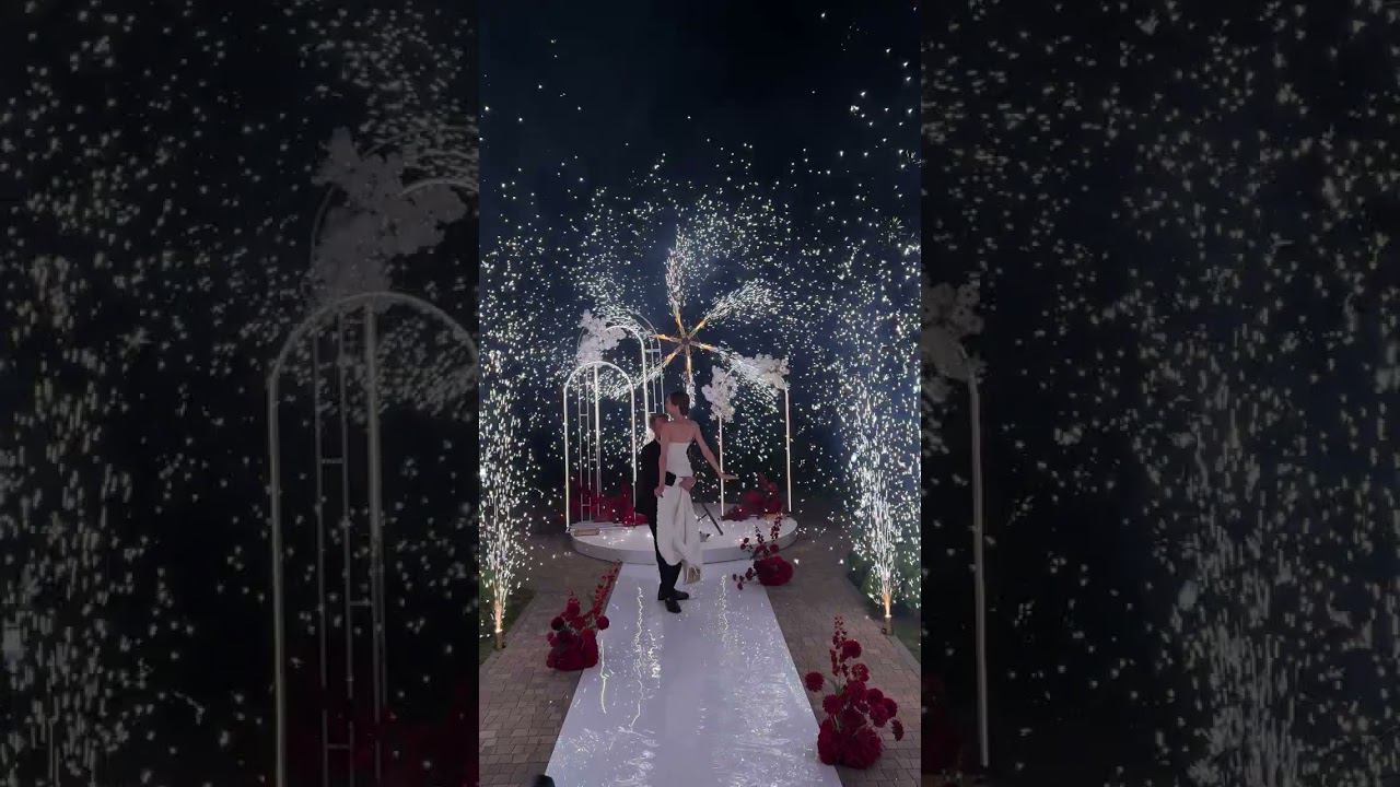 Фейерверк на свадьбу, дорожка из холодных фонтанов, вертушка , вспышки 12.08.24 смотреть онлайн