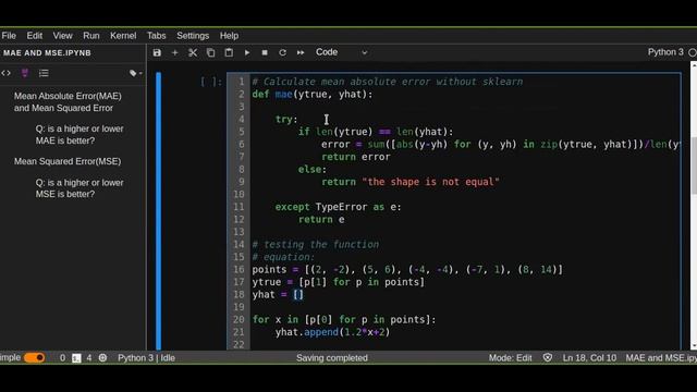 Machine Learning: Calculate Mean Absolute Error and Mean Squared Error in Python смотреть онлайн
