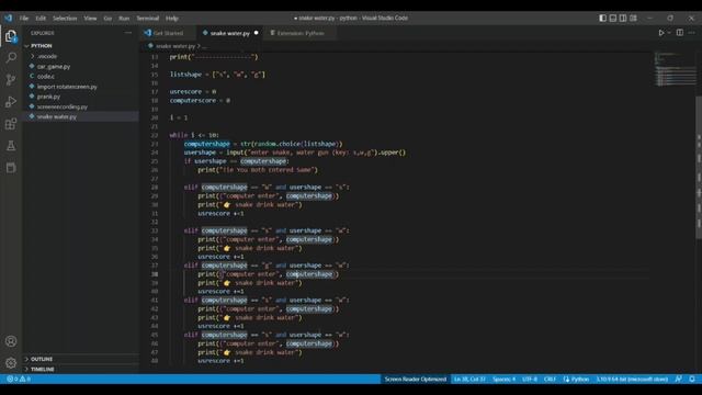 Coding a Snake Water Gun Game in Python I Python For Beginner | ASMR Programming - No Talking смотреть онлайн