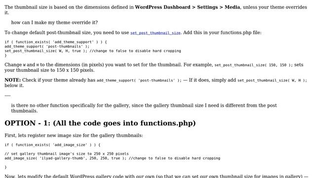 Wordpress: How do I get gallery thumbnail URL and change the default thumbnail size? смотреть онлайн