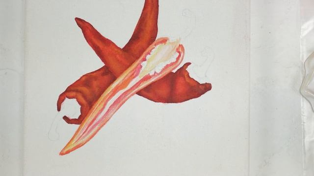 Золотые и острые. Рисуем жгучий перец на золотом фоне. смотреть онлайн