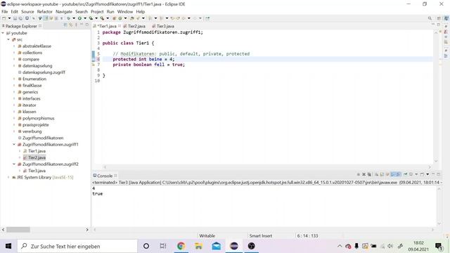 public, private, protected, default in Java | Java Tutorial für Anfänger смотреть онлайн