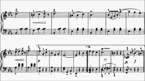 Piano Pieces for Children Grade 4 No.12 Strauss The Beautiful Blue Danube (P.186) Sheet Music