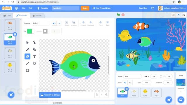 #Scratch 3 Test Lesson 2.7 Изменяем цвет рыбок смотреть онлайн