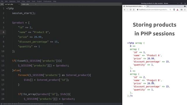 How to store, update and remove products in a php session shopping cart смотреть онлайн