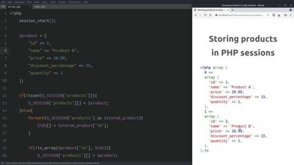 How to store, update and remove products in a php session shopping cart