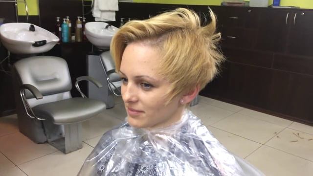 Из длинной в короткую / ассиметричная короткая стрижка с удлиненной челкой / до после смотреть онлайн