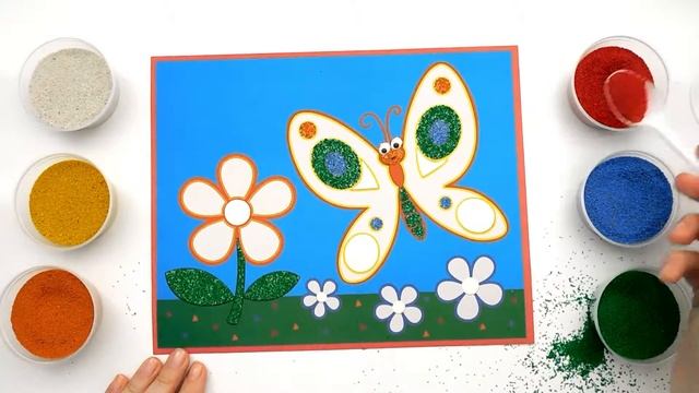 Бабочка Картина из Цветного Песка Для Детей Butterfly Painting of Colored Sand For Kids смотреть онлайн