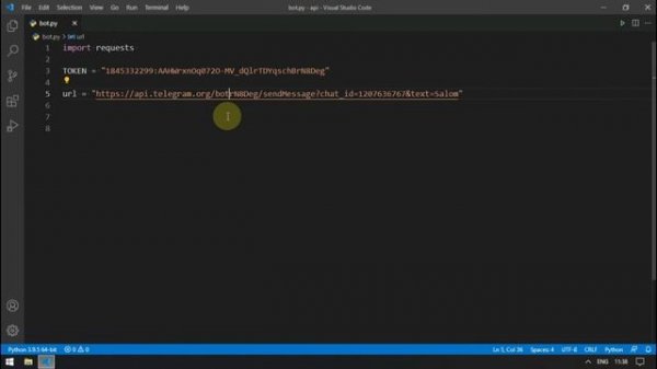 Python telegram bot api bilan ishlash