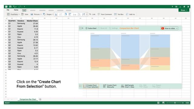 How to visualize Market Share Analysis in Excel using Comparison Bar Chart | Competitor Analysis смотреть онлайн