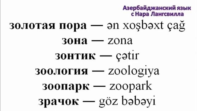Азербайджанский язык / Важные слова на букву з / Часть 18/ Золотая пора, зонтик, зоопарк и т д смотреть онлайн